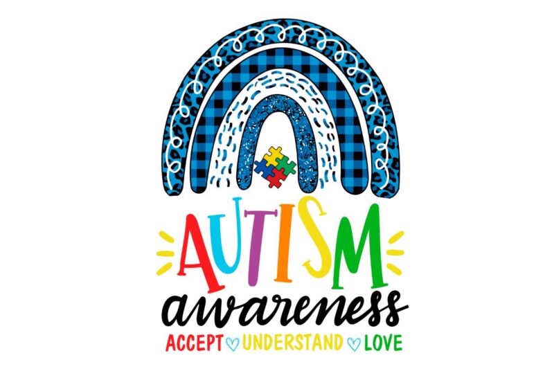 Blue Rainbow Autism Awareness Support SVG Sublimation Files