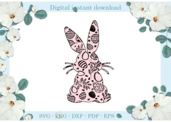 Happy Easter Rabbit Easter Egg Colorful Diy Crafts Rabbit Svg Files For Cricut, Easter Sunday Silhouette Quote Sublimation Files, Cameo Htv Print