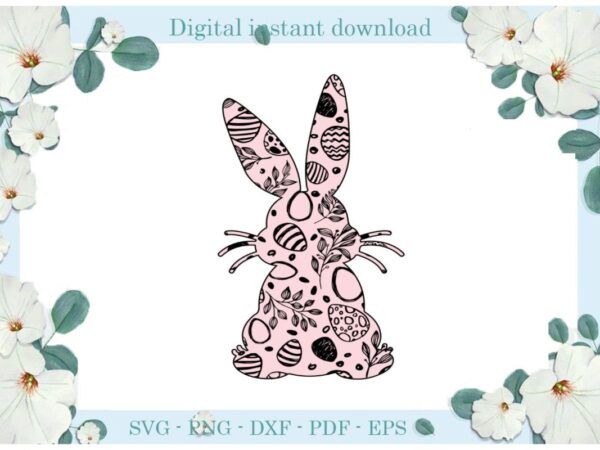 Happy easter rabbit easter egg colorful diy crafts rabbit svg files for cricut, easter sunday silhouette quote sublimation files, cameo htv print graphic t shirt