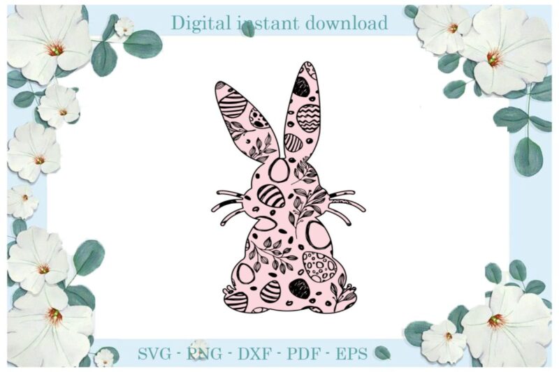 Happy Easter Rabbit Easter Egg Colorful Diy Crafts Christian Rabbit Svg Files For Cricut, Easter Sunday Silhouette Quote Sublimation Files, Cameo Htv Print