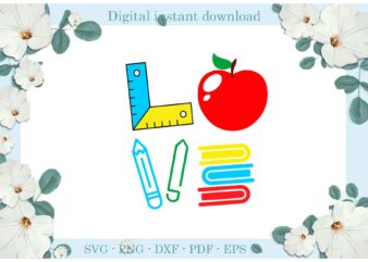Trending gifts, Back to school Ruler Pencil Book Apple Diy Crafts Back to school Svg Files For Cricut, Apple Silhouette Sublimation Files, Cameo Htv Prints