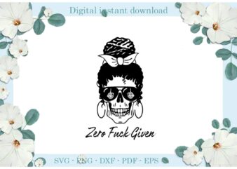 Trending gifts, Zero Fck Given Skull Head Women Wear Turban Diy Crafts Skull Head Svg Files For Cricut, Women Skull Head Silhouette Sublimation Files, Cameo Htv Prints