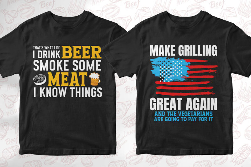 BBQ Grill 50 editable vector t-shirt designs bundle