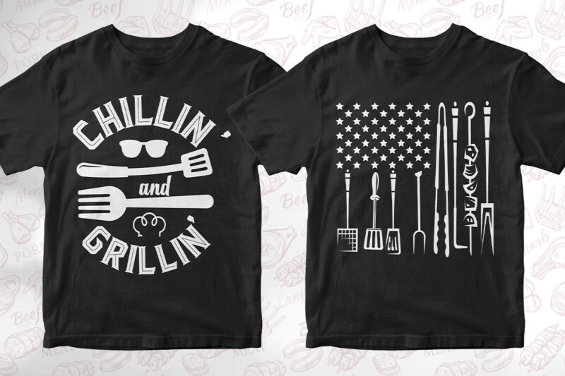 BBQ Grill 50 editable vector t-shirt designs bundle