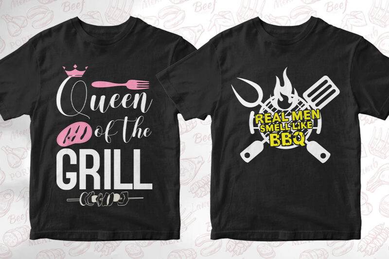 BBQ Grill 50 editable vector t-shirt designs bundle