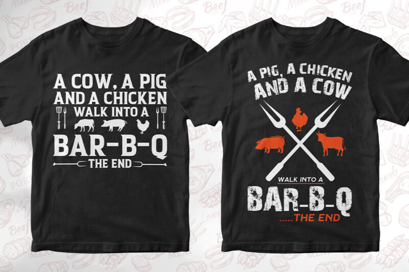 BBQ Grill 50 editable vector t-shirt designs bundle