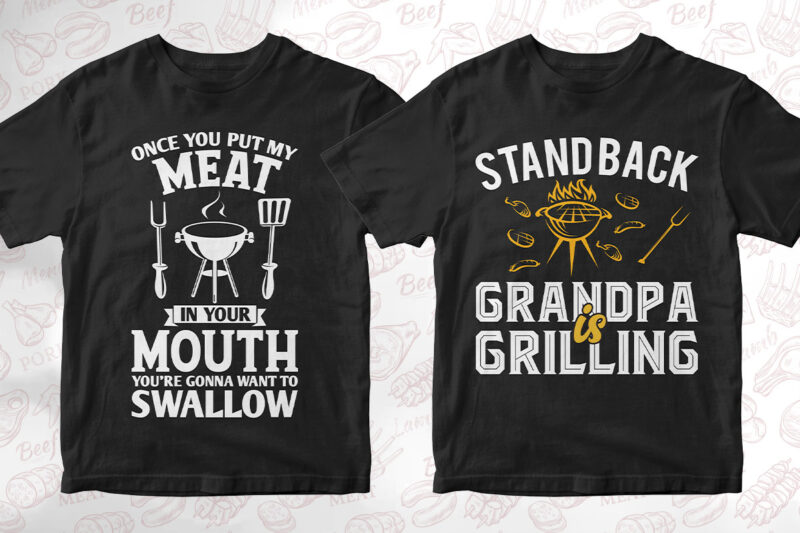 BBQ Grill 50 editable vector t-shirt designs bundle