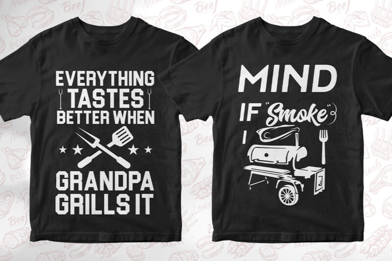 BBQ Grill 50 editable vector t-shirt designs bundle