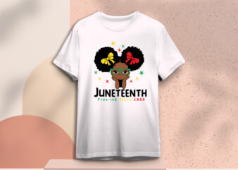 Little Black Girl For Juneteenth Free-Ish Since 1865 SVG Files t shirt vector graphic