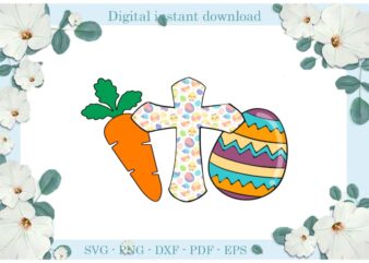 Easter Day Gifts Easter Egg Christian Cross Carrot Diy Crafts Christian Cross Svg Files For Cricut, Easter Sunday Silhouette Trending Sublimation Files, Cameo Htv Print vector clipart