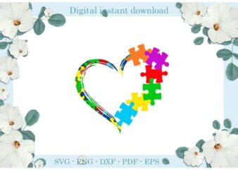 Autism Awareness Puzzle Heart Ideas Diy Crafts Svg Files For Cricut, Silhouette Sublimation Files, Cameo Htv Print