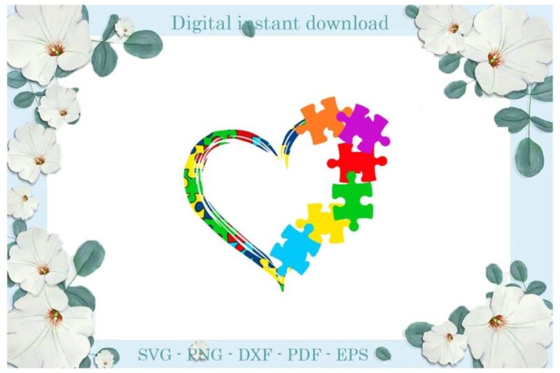 Autism Awareness Puzzle Heart Ideas Diy Crafts Svg Files For Cricut, Silhouette Sublimation Files, Cameo Htv Print