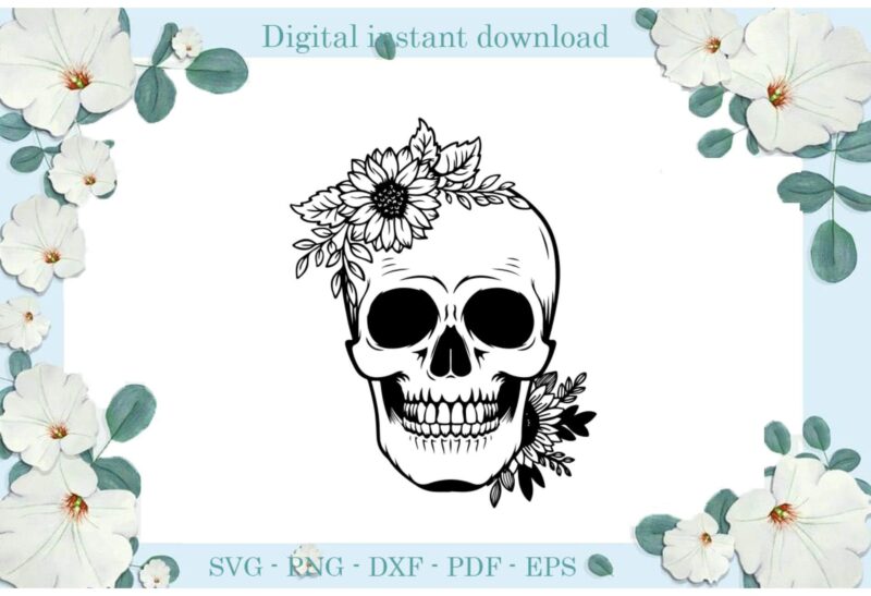 Trending gifts, Flower Skull Smile Skull Diy Crafts Skull Head Svg Files For Cricut, Smile Skull Silhouette Sublimation Files, Cameo Htv Prints