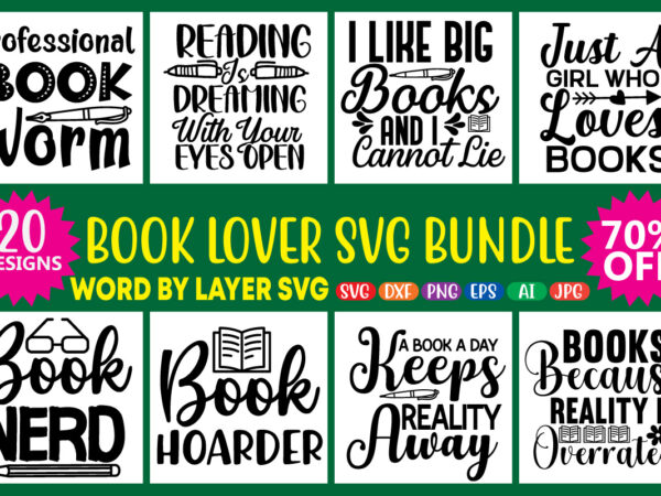 Book lover svg bundle t-shirt design