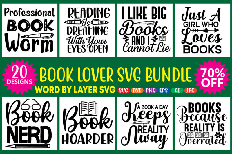 Book Lover SVG Bundle t-shirt design