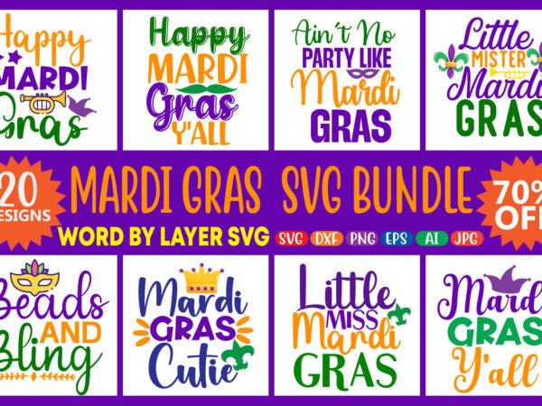 Mardi gras svg bundle t shirt designs for sale