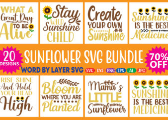 Sunflower svg Bundle t shirt template vector