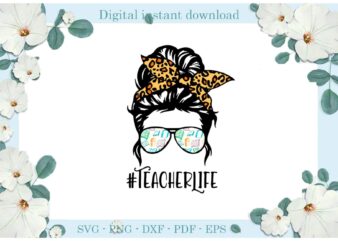 Trending gifts, Teacher Life Women Wear Leopard Skin Turban Diy Crafts Teacher Life Svg Files For Cricut, Women Wear Turban Silhouette Sublimation Files, Cameo Htv Prints t shirt designs for sale