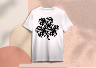 Happy St Patrick Day Three Leaf Clover Black Gift Ideas Diy Crafts Svg Files For Cricut, Silhouette Sublimation Files, Cameo Htv Prints graphic t shirt