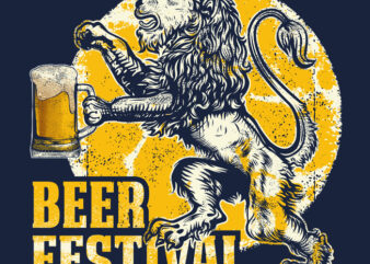 BEER FESTIVAL WITH LION ILLUSTRATION GRAPHIC
