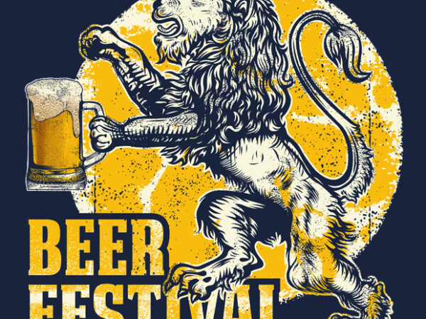 Beer festival with lion illustration graphic