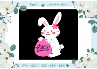 Easter Day Gifts Rabbit Hold Pink Easter Egg Diy Crafts Rabbit Svg Files For Cricut, Easter Sunday Silhouette Colorful Sublimation Files, Cameo Htv Print