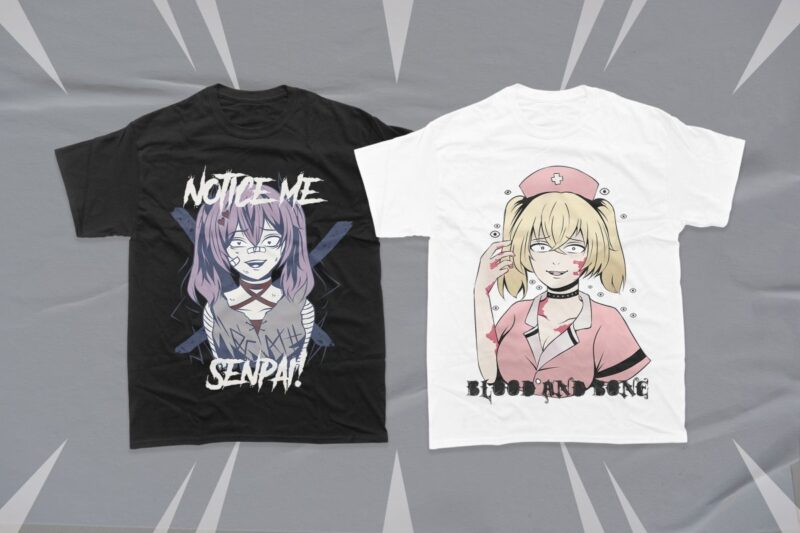 Anime Gothic Girl T-shirt Designs Bundle, Dark Anime Japanese Vector  Illustration, Urban Street Anime Japanese, - Thefancydeal