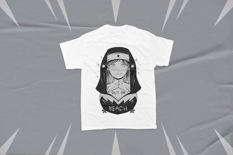 Anime Gothic Girl T-shirt Designs Bundle, Dark Anime Japanese Vector Illustration, Urban Street Anime Japanese,