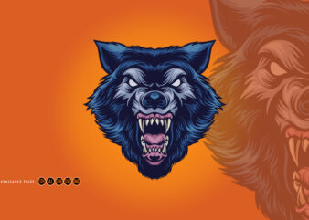 Wild wolf esport logo mascot t shirt design for sale