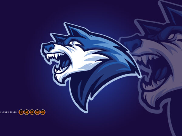 Wolf head blue logo mascot t shirt design for sale