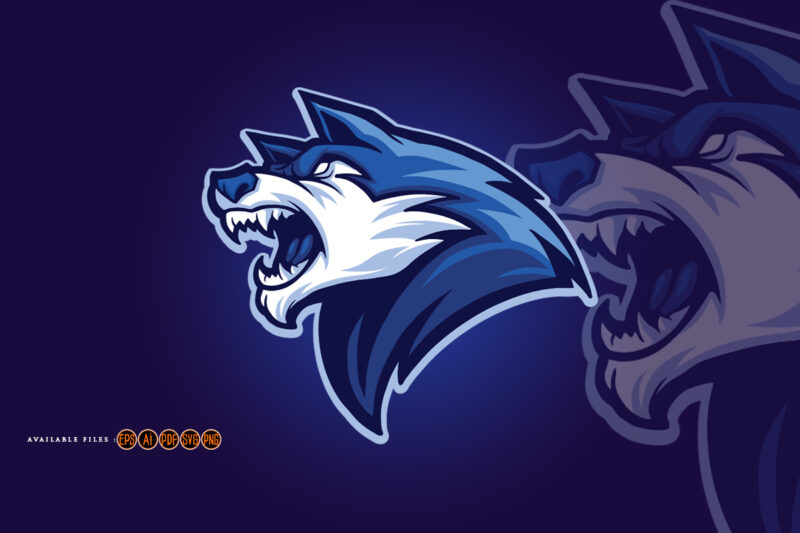 Wolf head blue logo mascot