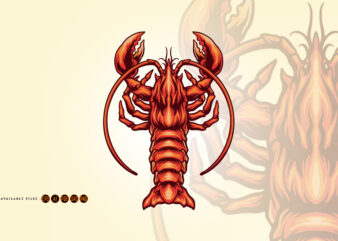 Shrimp Lobster seafood logo mascot t shirt template vector