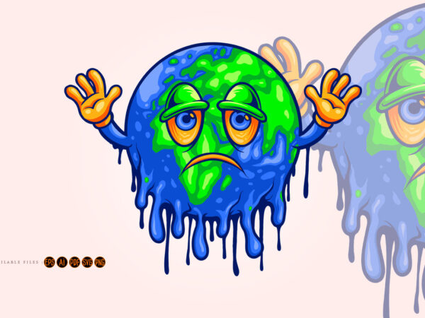 Happy world earth day with melted globe graphic t shirt