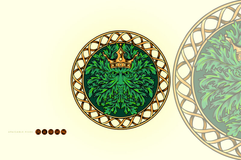 Crown weed leaf mandala ornament SVG