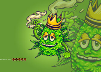 King of weed smoking marijuana Illustration t shirt vector art