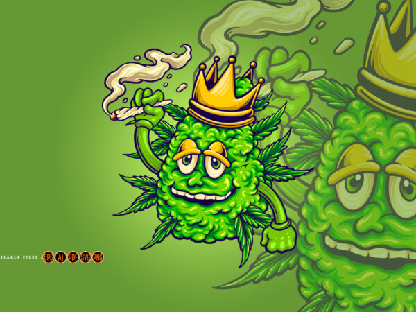King of weed smoking marijuana illustration t shirt vector art