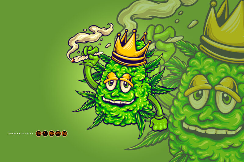King of weed smoking marijuana Illustration