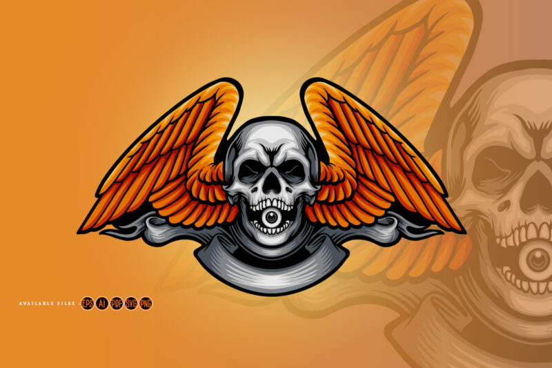 Wing skull eye logo mascot