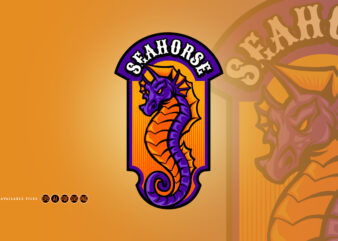 Seahorse esport logo mascot gaming t shirt template vector