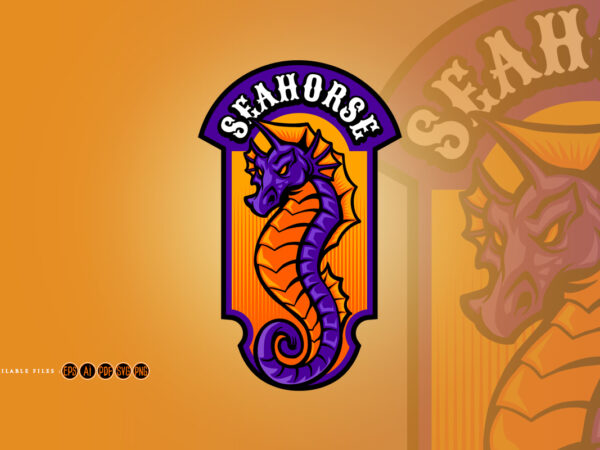 Seahorse esport logo mascot gaming t shirt template vector