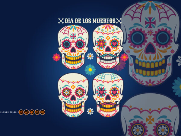 Dia de los muertos set colorful illustrations t shirt vector illustration