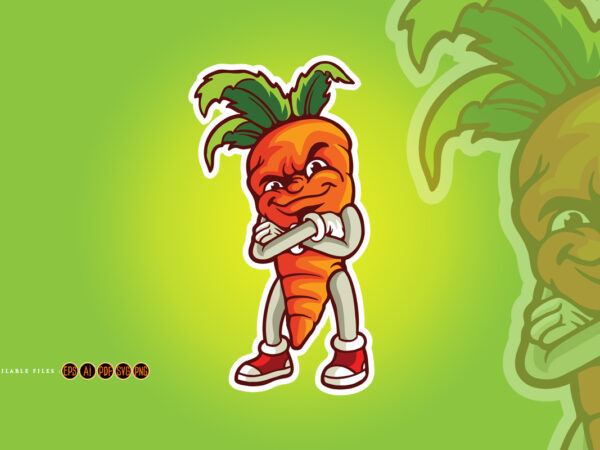 Vegetarian smile carrot logo mascot t shirt vector art