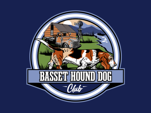 Basset hound dog club badge t shirt template