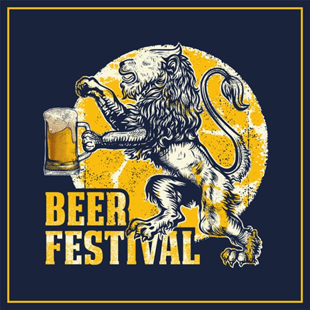 BEER FESTIVAL WITH LION ILLUSTRATION GRAPHIC