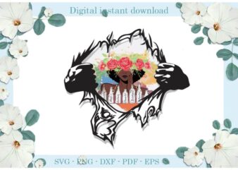 Black Girl Flower Ripping Pattern Gift Diy Crafts Svg Files For Cricut, Silhouette Sublimation Files, Cameo Htv Print