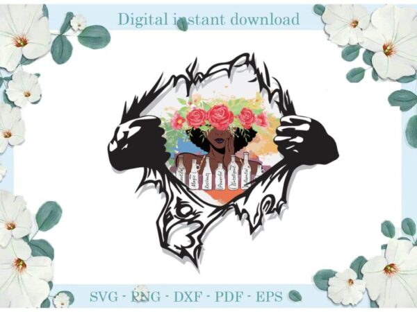 Black girl flower ripping pattern gift diy crafts svg files for cricut, silhouette sublimation files, cameo htv print t shirt template