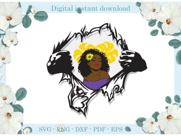 Black girl magic flower on the hair ripping pattern gift diy crafts svg files for cricut, silhouette sublimation files, cameo htv print t shirt template