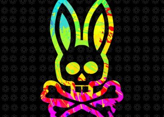 Psychedelic Bunny Png, Psycho-Bunnies Png, Neon Rabbit For Easter Day Png, Psycho-Bunnies, Easter 2022 Png, Neon Rabbit Png, Bunny Png, Easter Day Png t shirt illustration