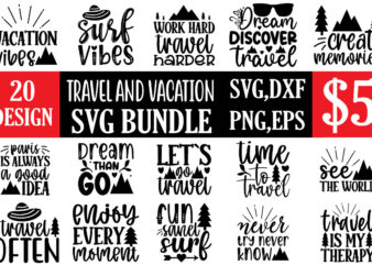 Travel and Vacation svg bundle t shirt designs for sale