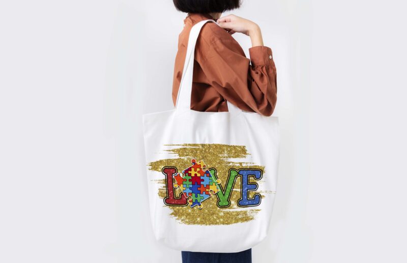 Love Autism Puzzle Bling Tshirt Design